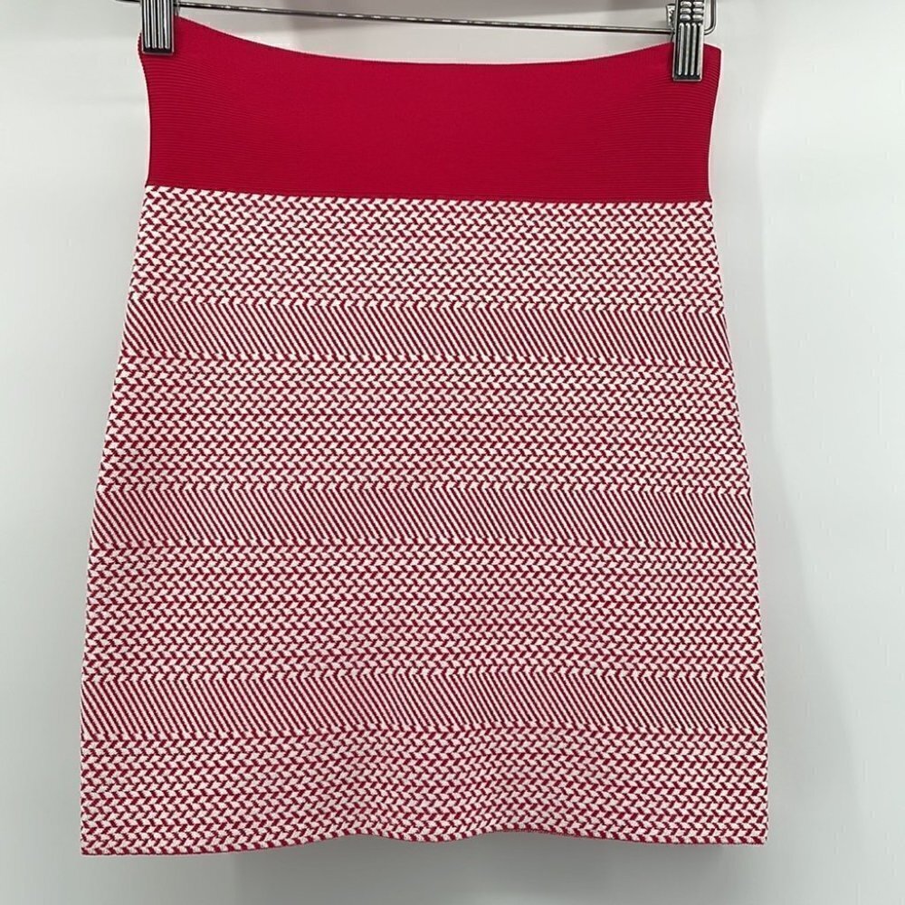 𝅺bcbg maxazria mini skirt pink bandage y2k event party club west sz small
